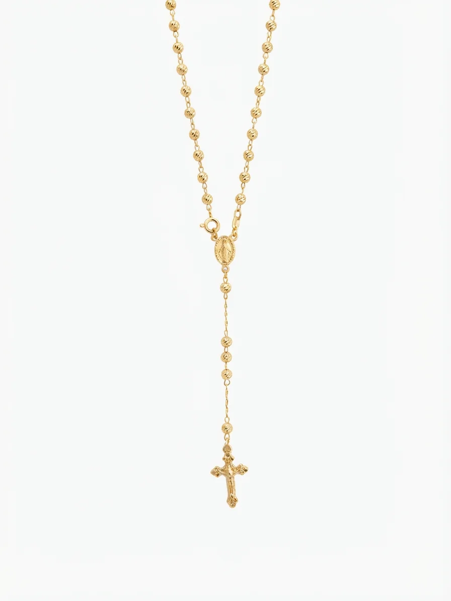 Rosario Plata Chapada en Oro 18K