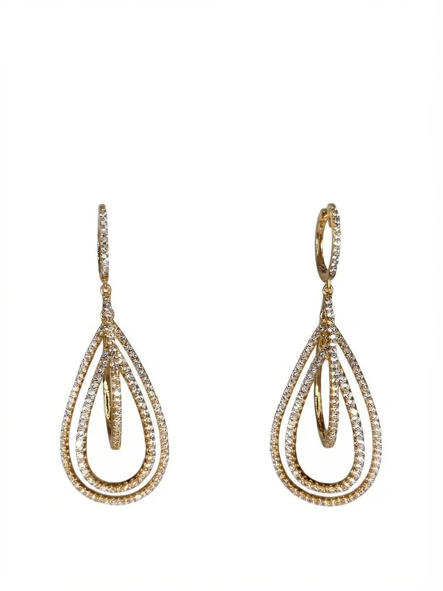 Pendientes Plata Chapada en Oro 18K Circonitas