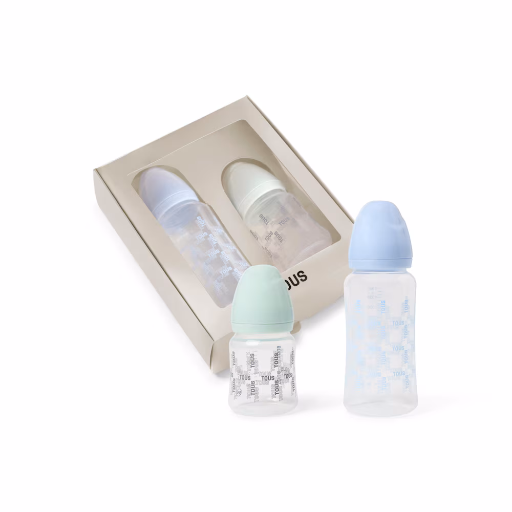 Pack 2 biberones de bebé Square azul celeste