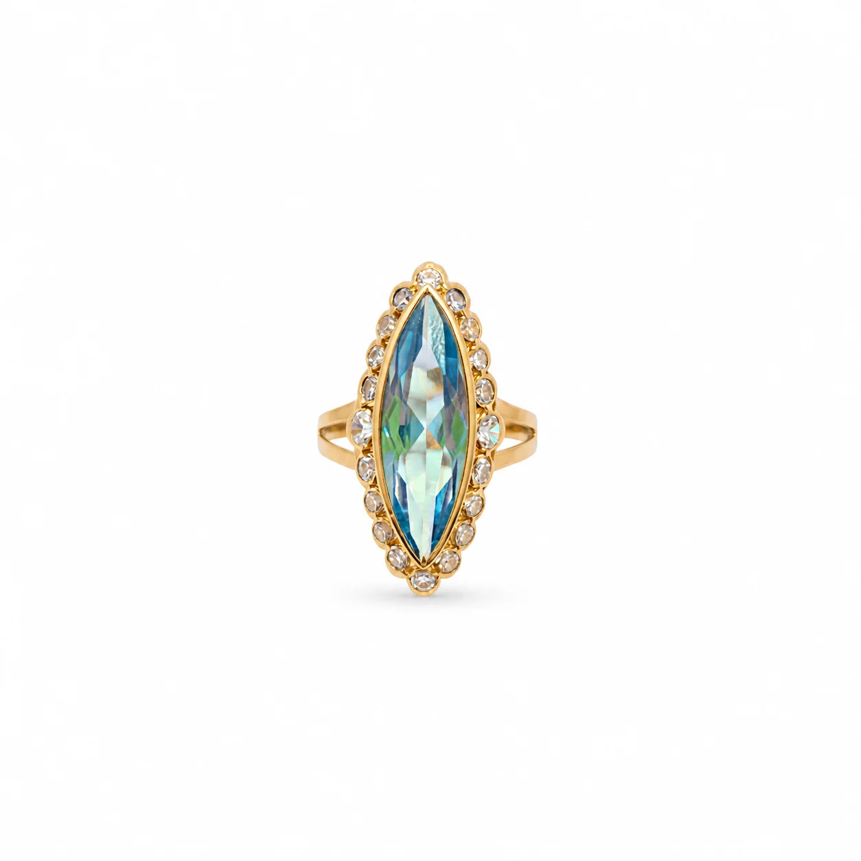 Anillo Lanzadera Oro 18K Aguamarina