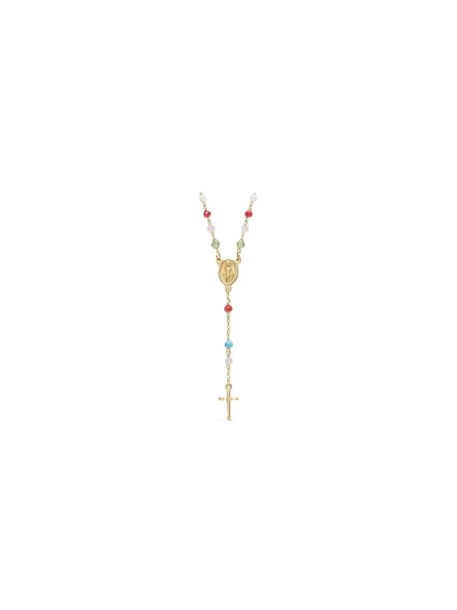 Rosario Multicolor Plata Chapada Oro 18K