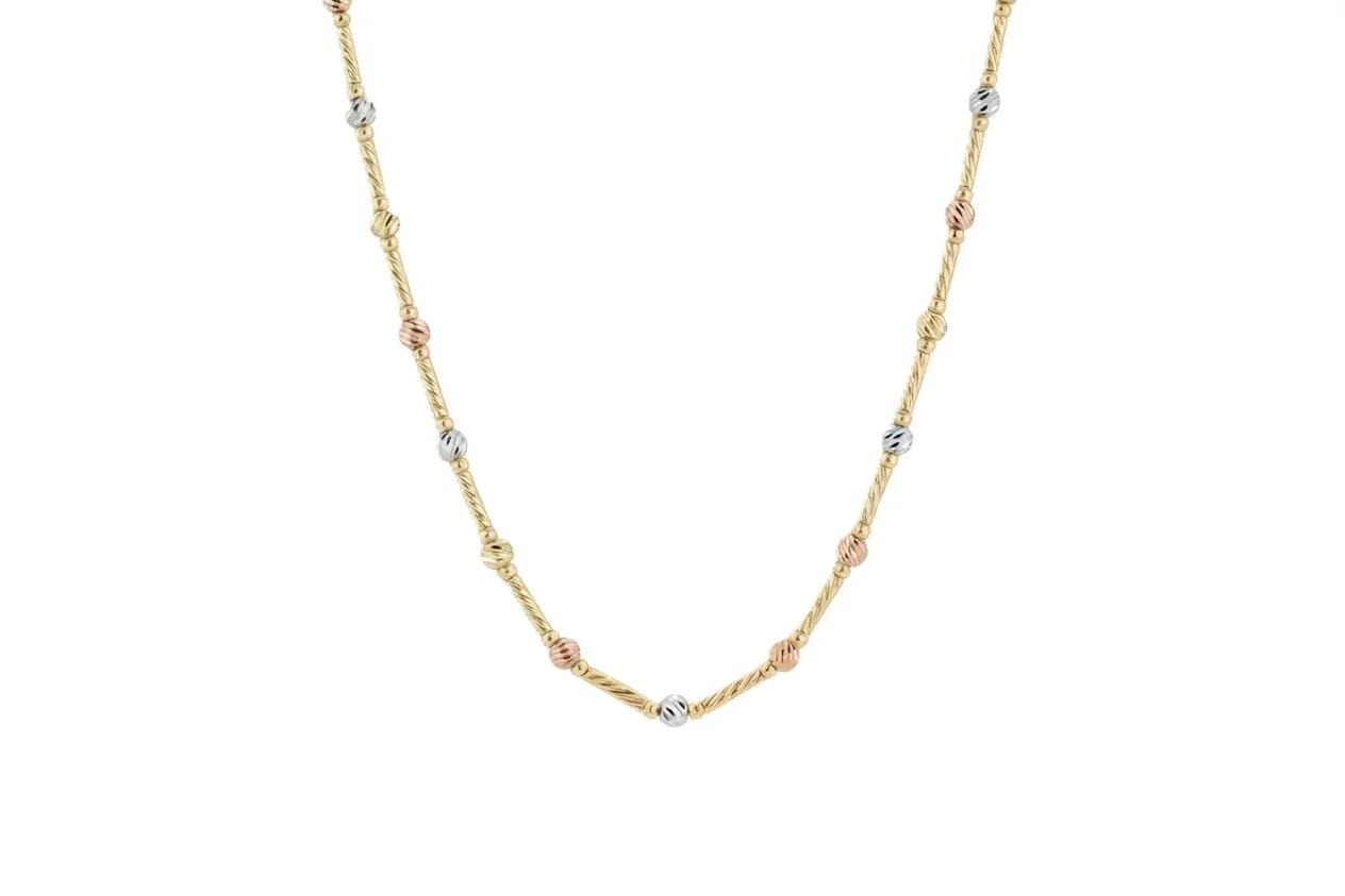 Gargantilla Tricolor Plata Chapada Oro 18K